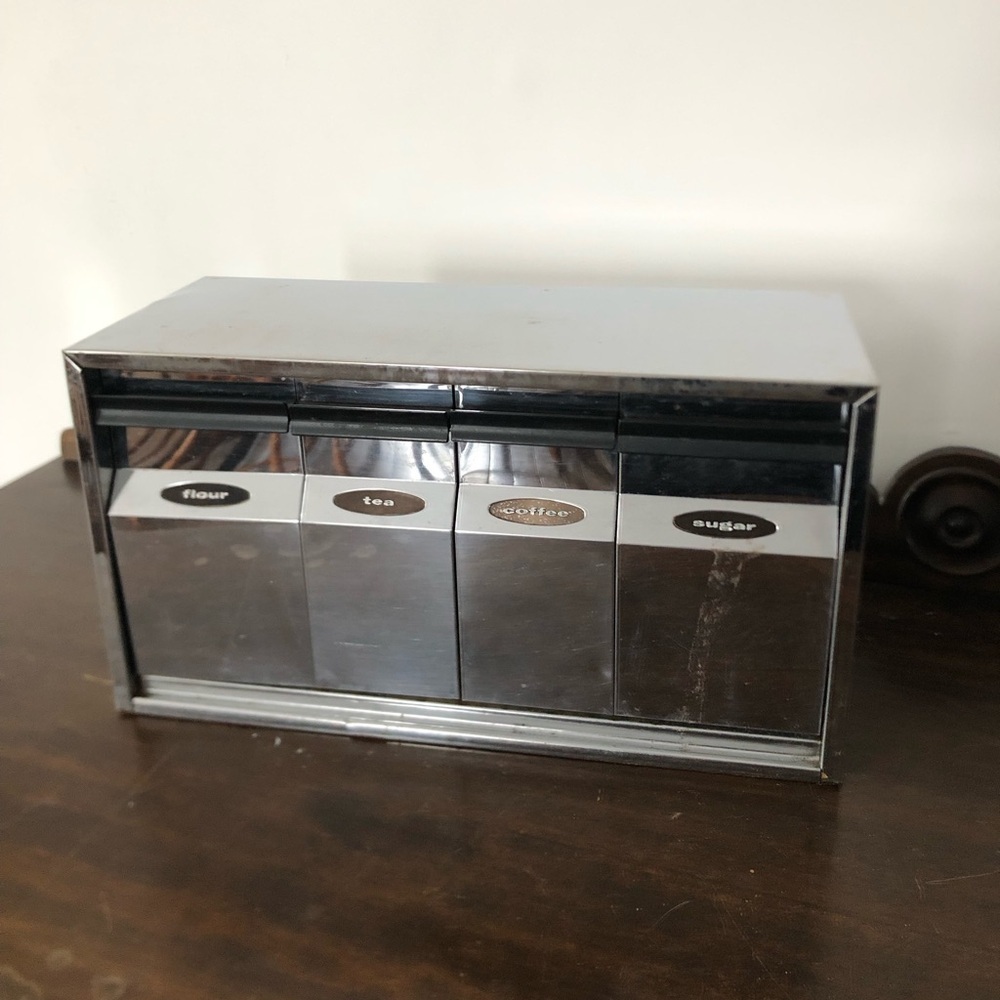 Vtg Masterware Chrome Kitchen Canister Set
